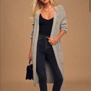 Heather Grey Long Cardigan Sweater
